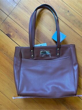 Anne Klein Brown Leather Tote Bag